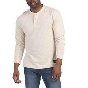 SCOTCH & SODA Light Beige Long Sleeve Slub Knit Henley Top